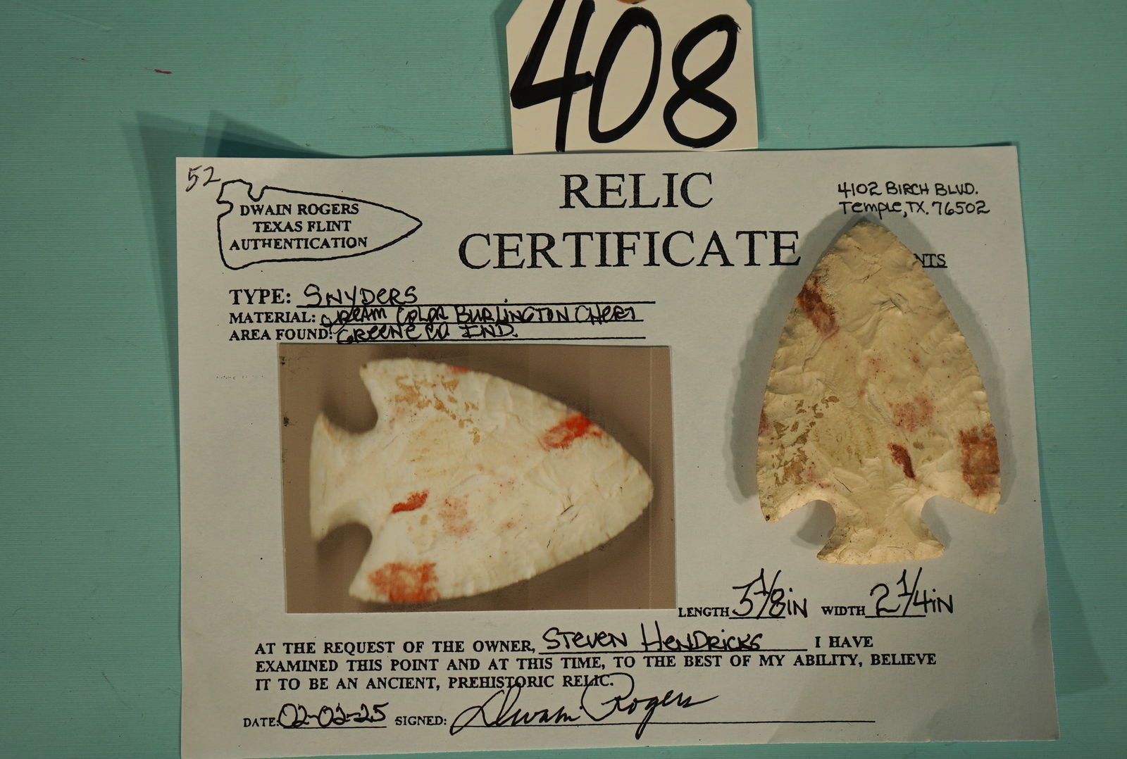 Authentic G-10 Snyders Archaic Spear Point Quality Collector's Artifact Arrowhead (1 of 5)