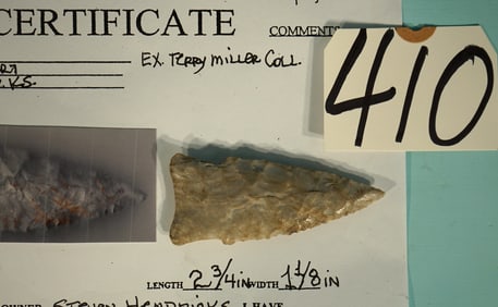 Authentic Dalton Spear Point Archaic Collector's Artifact with COA