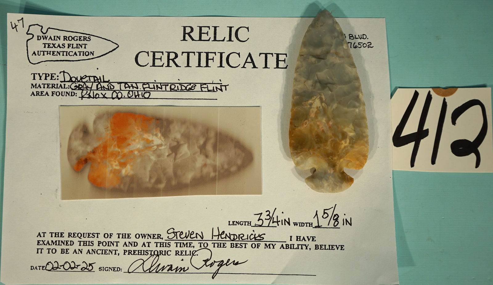 Pretty Flintridge Flint Authentic Dovetail Spear Point Collector's Artifact Arrowhead (1 of 5)