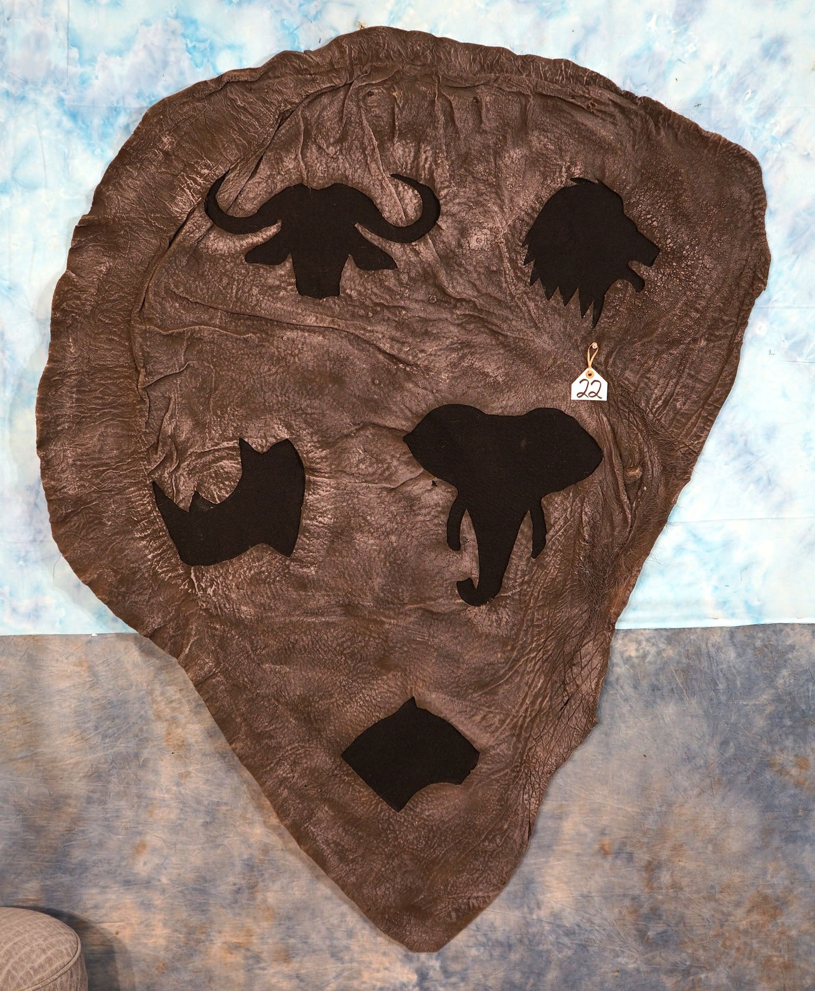 Tanned Elephant Ear with the African Big 5 Taxidermy Mount **U.S. Residents Only!** (1 of 3)