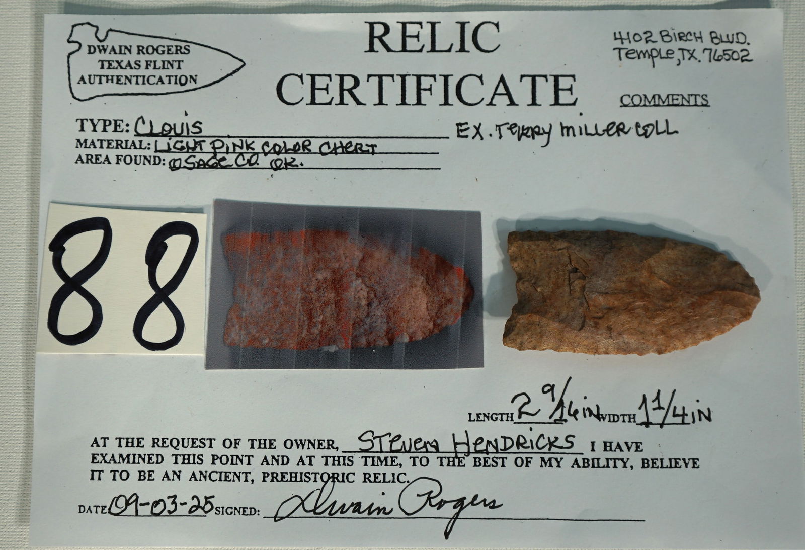 Rare Authentic Paleo Double Fluted Clovis Point Arrowhead with Rogers COA Collectors Artifact (1 of 6)
