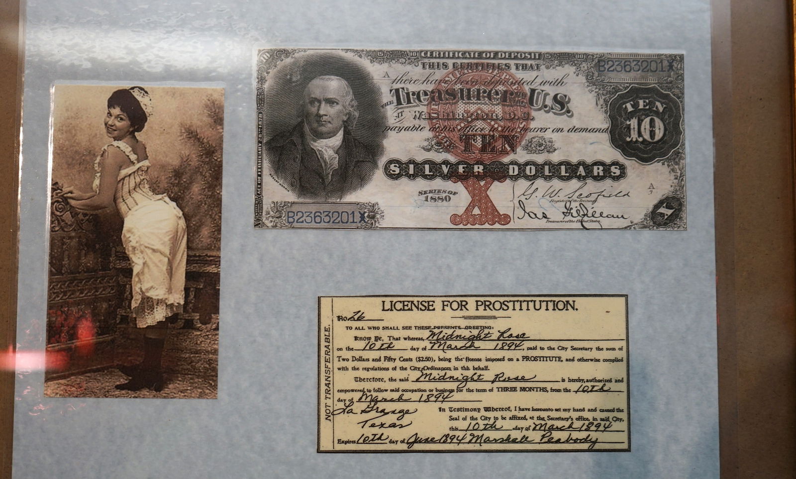 Cool Framed Quality Copy of a Old West Prostitution License (1 of 3)