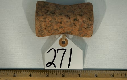 Excellent Authentic Hour Glass Granite Bannerstone Indian Artifact