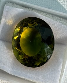 Excellent Oval Cut 11.10Ct. Natural Tourmaline Yellow Gold, & Green Loose Gemstone
