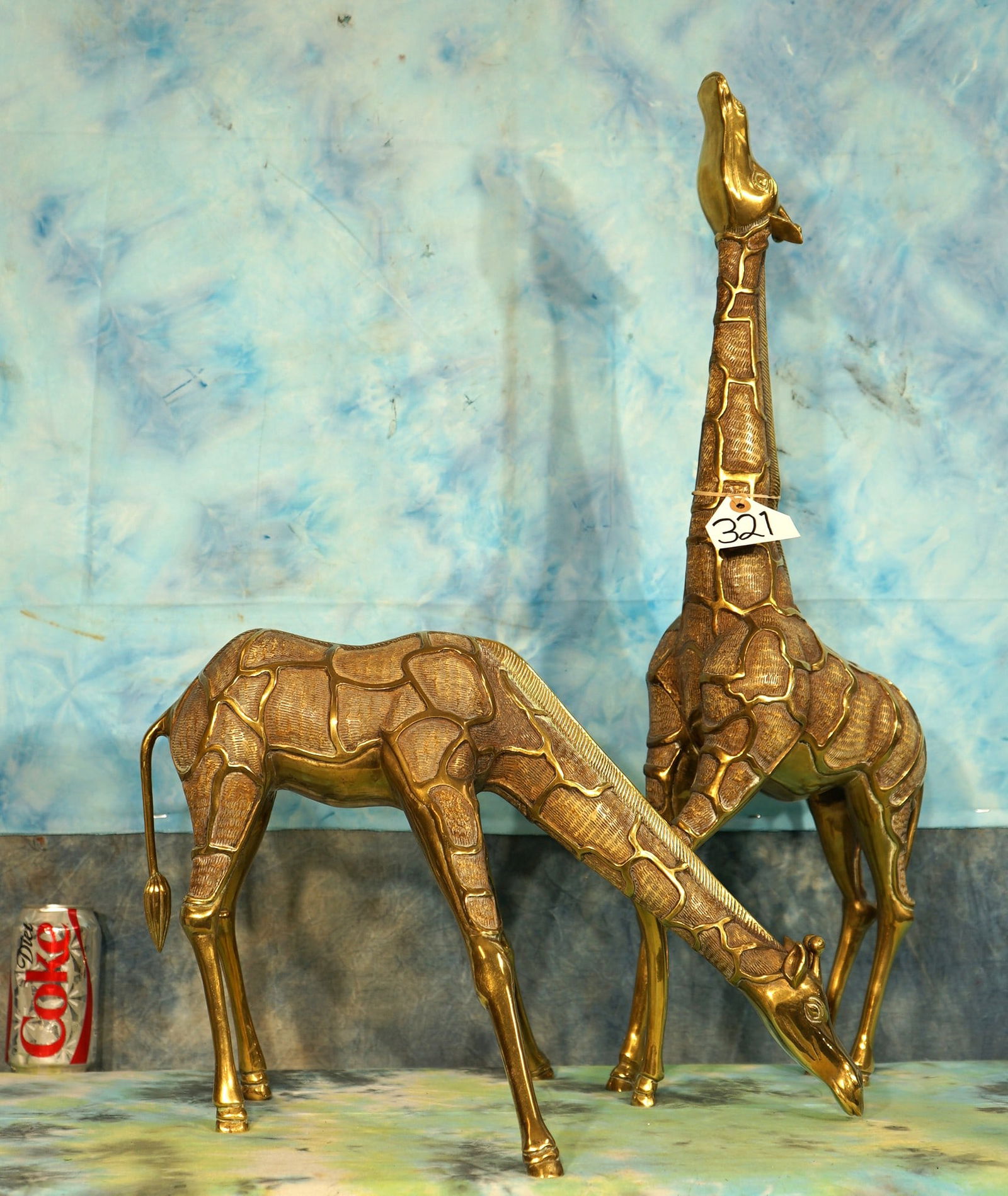 Gorgeous Pair of Large Brass Giraffes for Trophy Room Decor (1 of 5)
