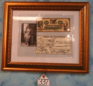 Framed Old West Prostitution License