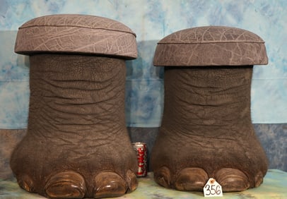 Pair of Elephant Front Feet Footstools **U.S. Residents Only!**