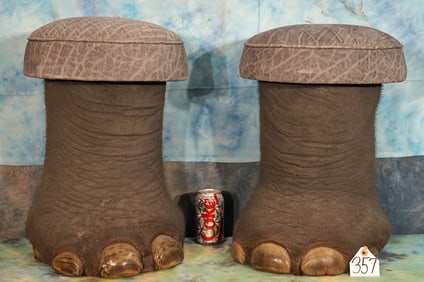 Pair of Elephant Back Feet Footstools **U.S. Residents Only!**