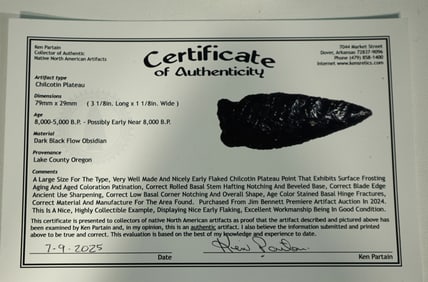 Chilcotin Plateau Archaic Knife Indian Artifact Arrowhead