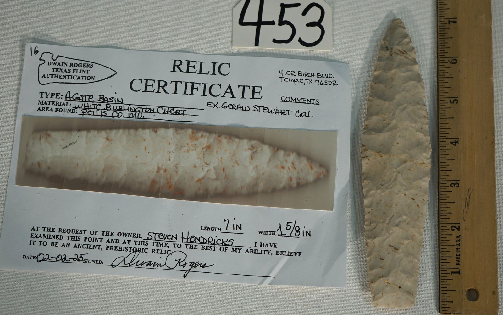 Authentic Agate Basin Spear Point Artifact Arrowhead with Rogers COA (1 of 4)