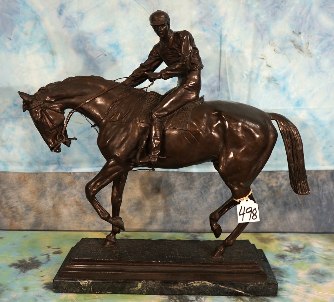 Awesome Bronze Race Horse and Rider on Marble Base (1 of 9)