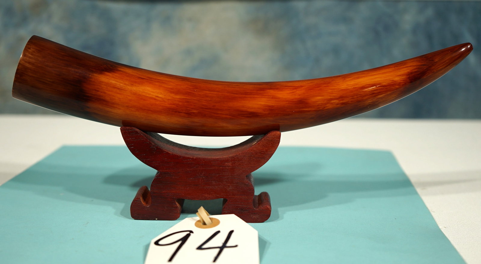 Authentic Juvenile Mammoth Tusk Tip on Display Stand - 4
