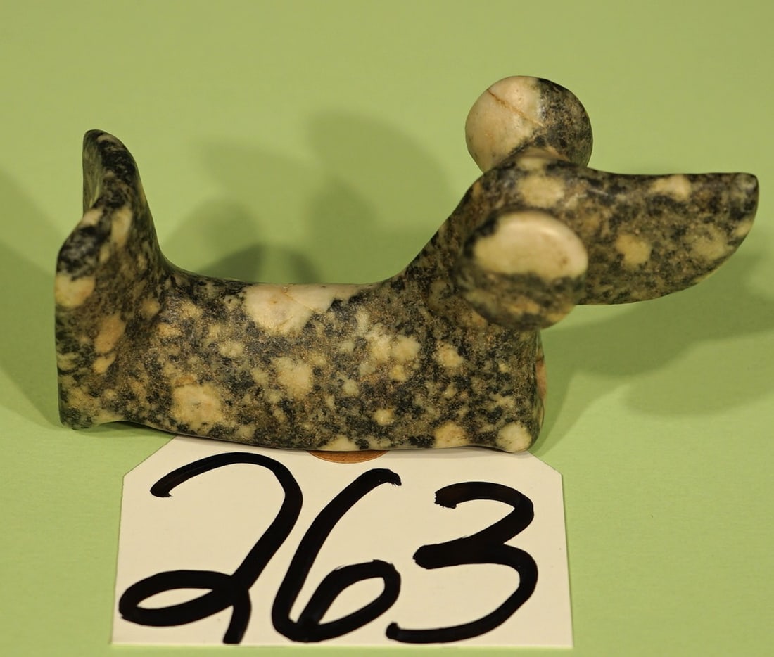 Rare & Authentic Archaic Pop-eyed Birdstone Indian Artifact: This is a mid to late Archaic Period Artifact. We believe the material is fine polished Granite. This one has no cracks or chips.