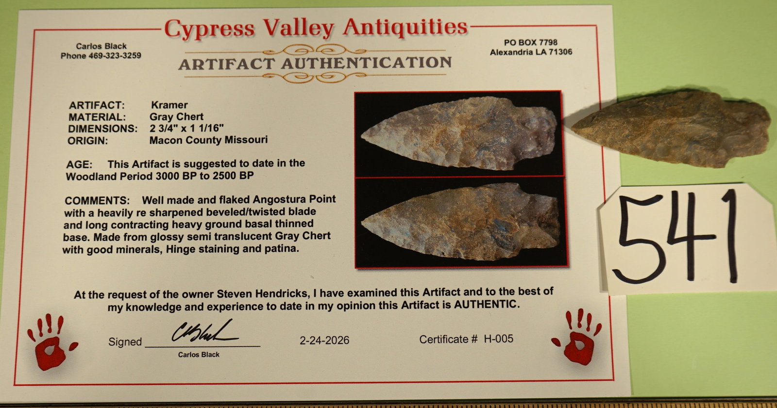 Authentic Woodland Kramer Point Indian Artifact Arrowhead (1 of 5)