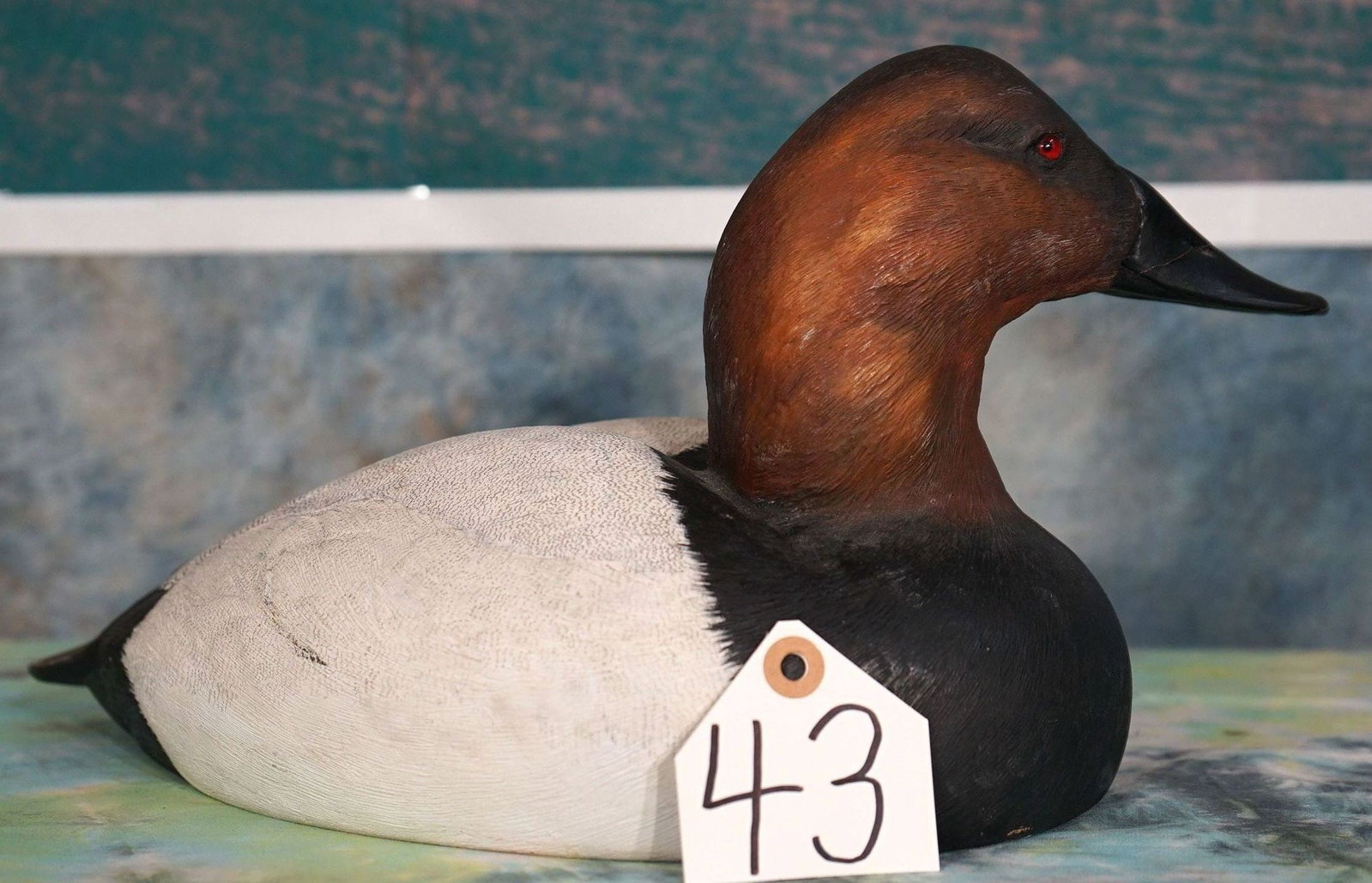 Beautiful Hand Carved and Painted Wood Canvasback Drake Duck Decoy by John Schieler (1 of 3)