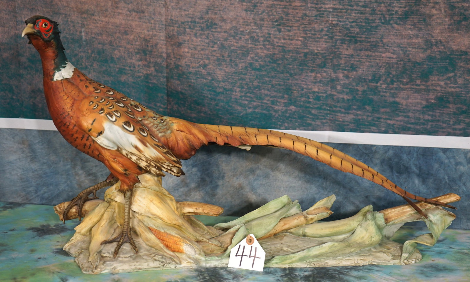 Gorgeous Antique Ceramic Ringneck Pheasant late 1950's circa: This is no ordinary ceramic Bird. This beautiful Pheasant is very colorful, and highly detailed. The habitat was expertly sculptured also. This Pheasant will look fantastic on a coffee table in any ho