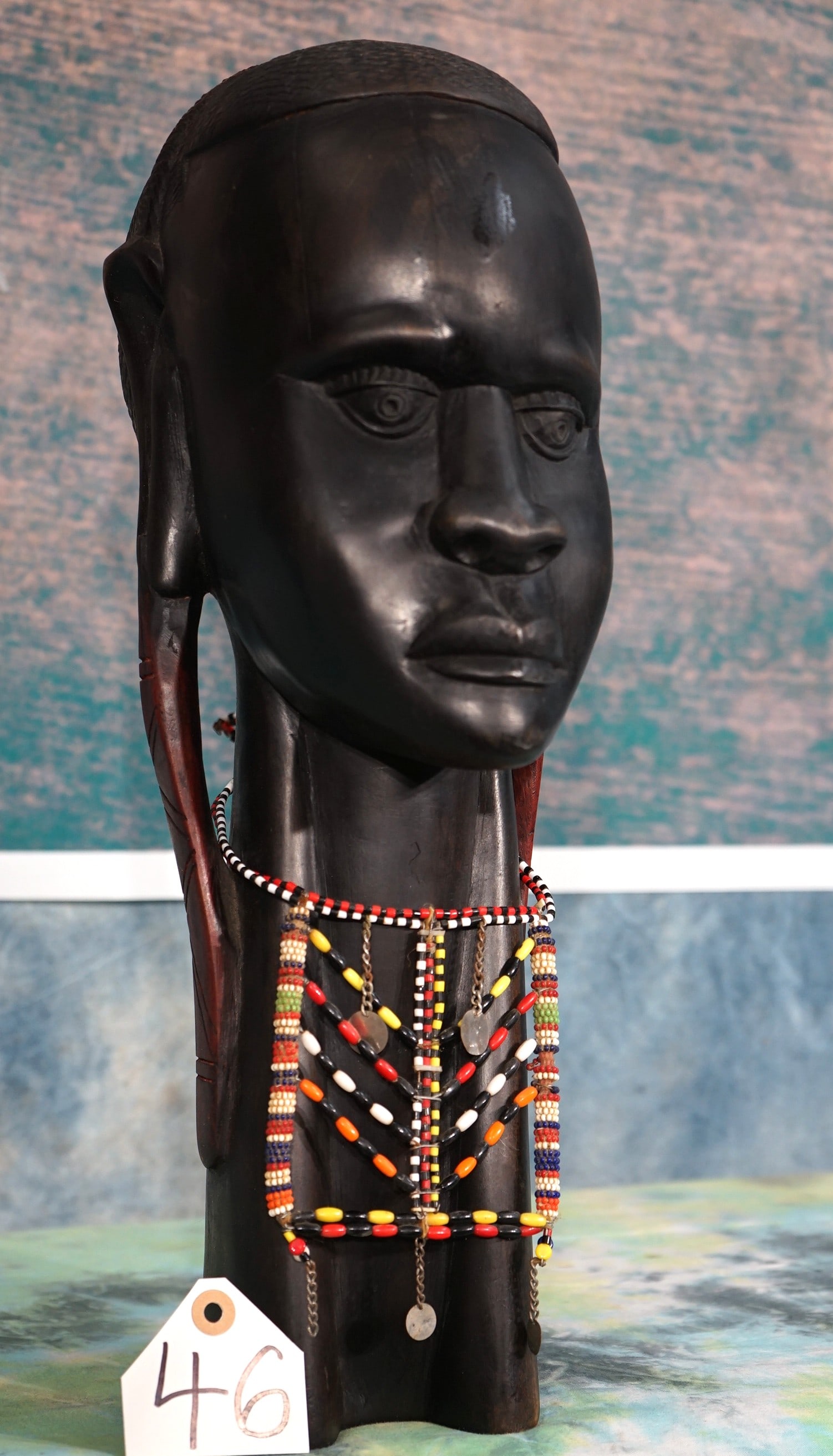 Carved Ironwood Masai Woman Head & Shoulder Bust from Kenya (1 of 3)