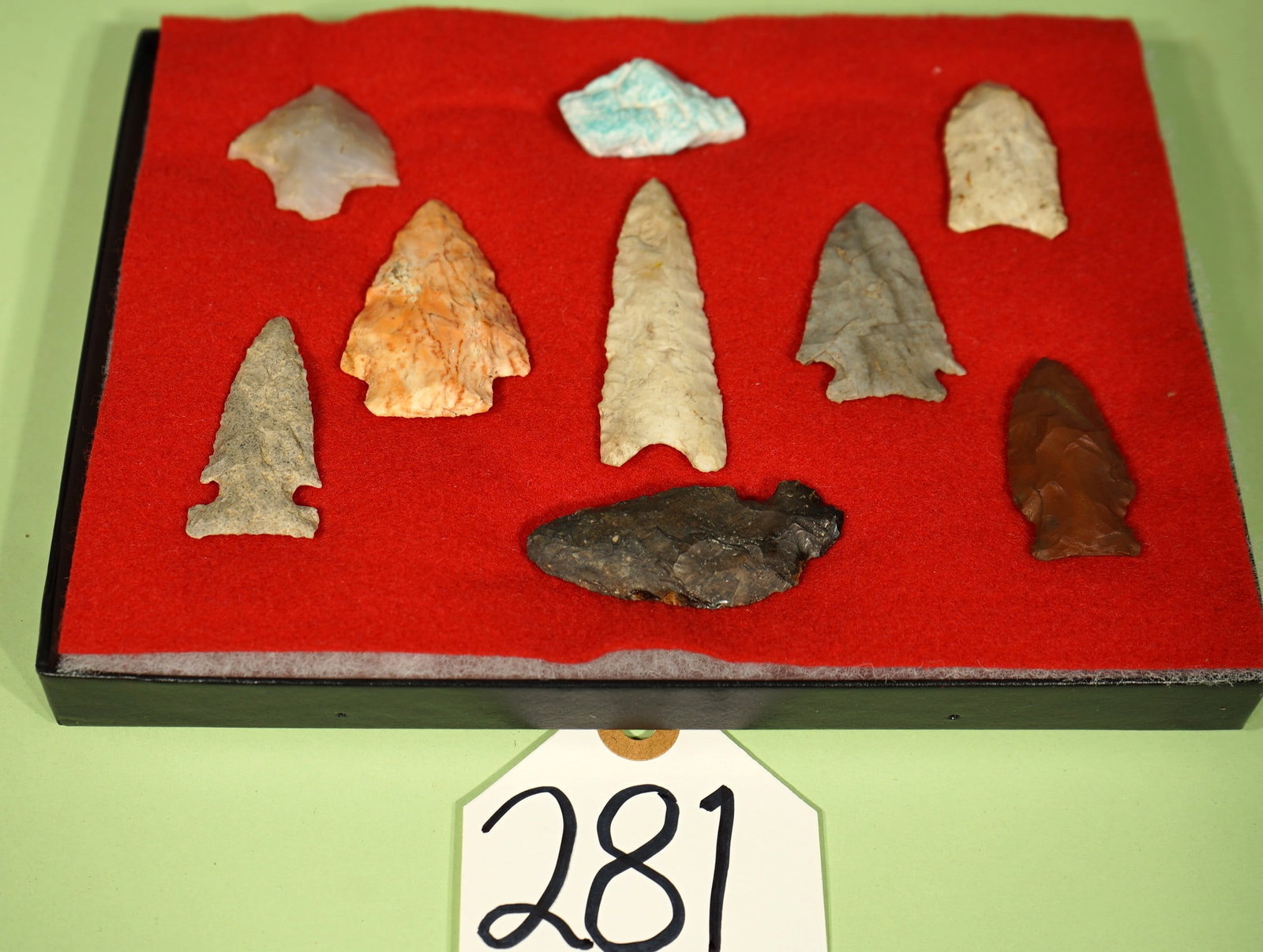 Authentic Paleo & Archaic Spear Points & Other Artifacts in Display Case (1 of 3)