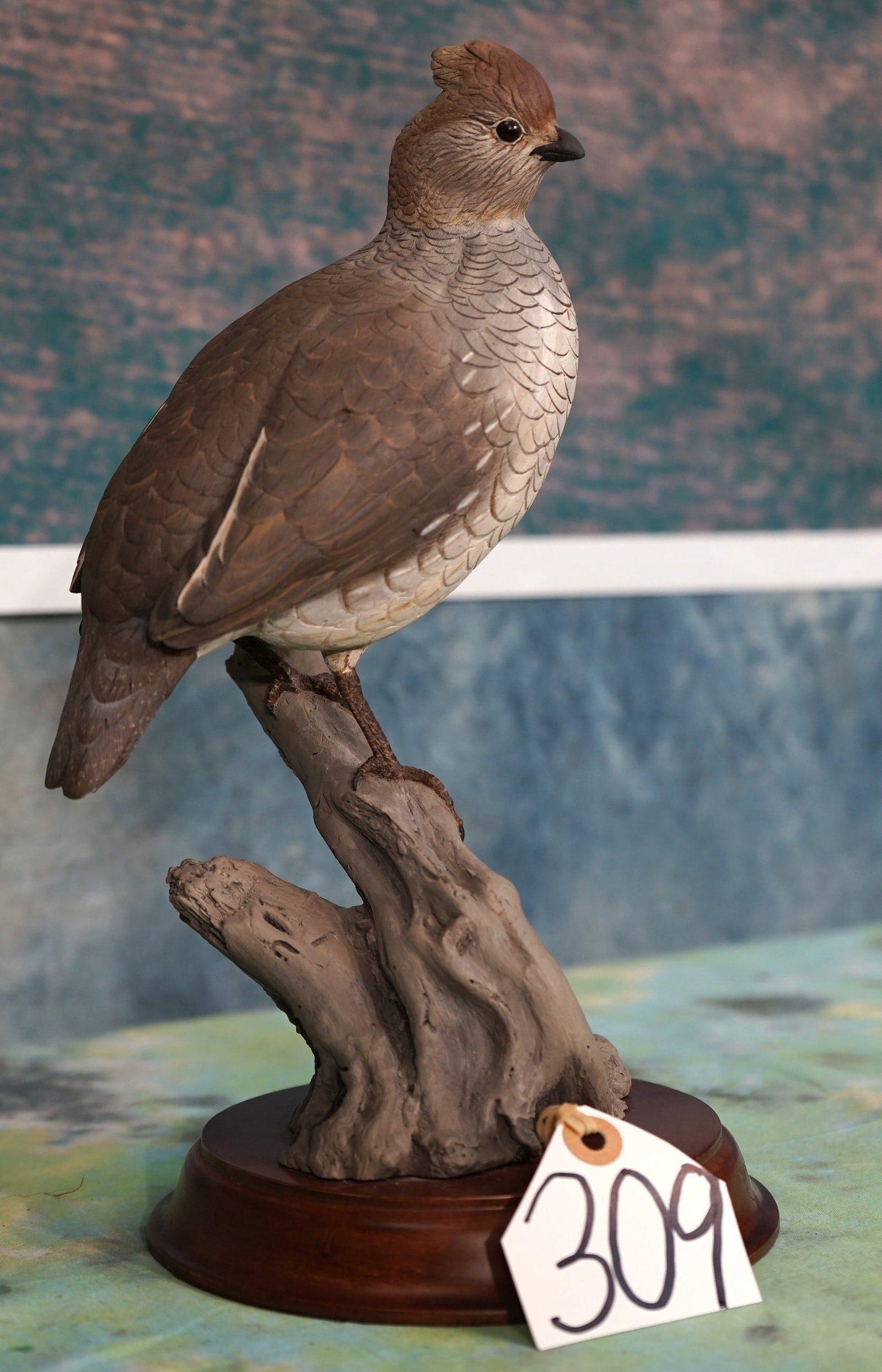 Gorgeous Hand Sculpted & Hand Painted Blue Scaled Quail: This Quail is in mint condition. This is a true piece of very fine art. The pictures show the fine detail of this Bird.