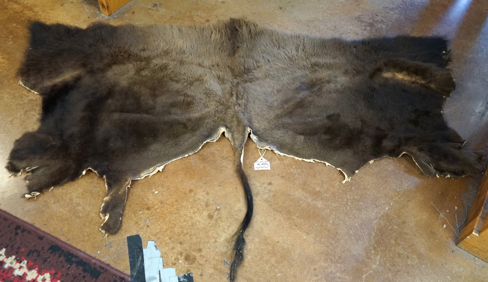Very Nice 1/3 of Soft Tanned American Bison Taxidermy: This skin came from a large Bull Bison. Its the remains after the skin was cape out for a shoulder mount. Our Dogs like to sleep on these Tanned Bison skins. This skin and the tanning are in