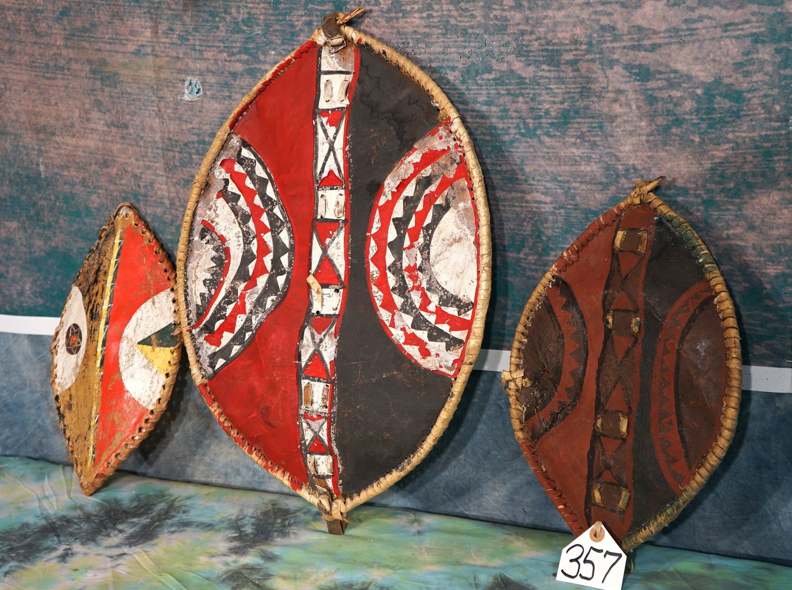 Three Authentic Masai Children's Handmade Shields - 2