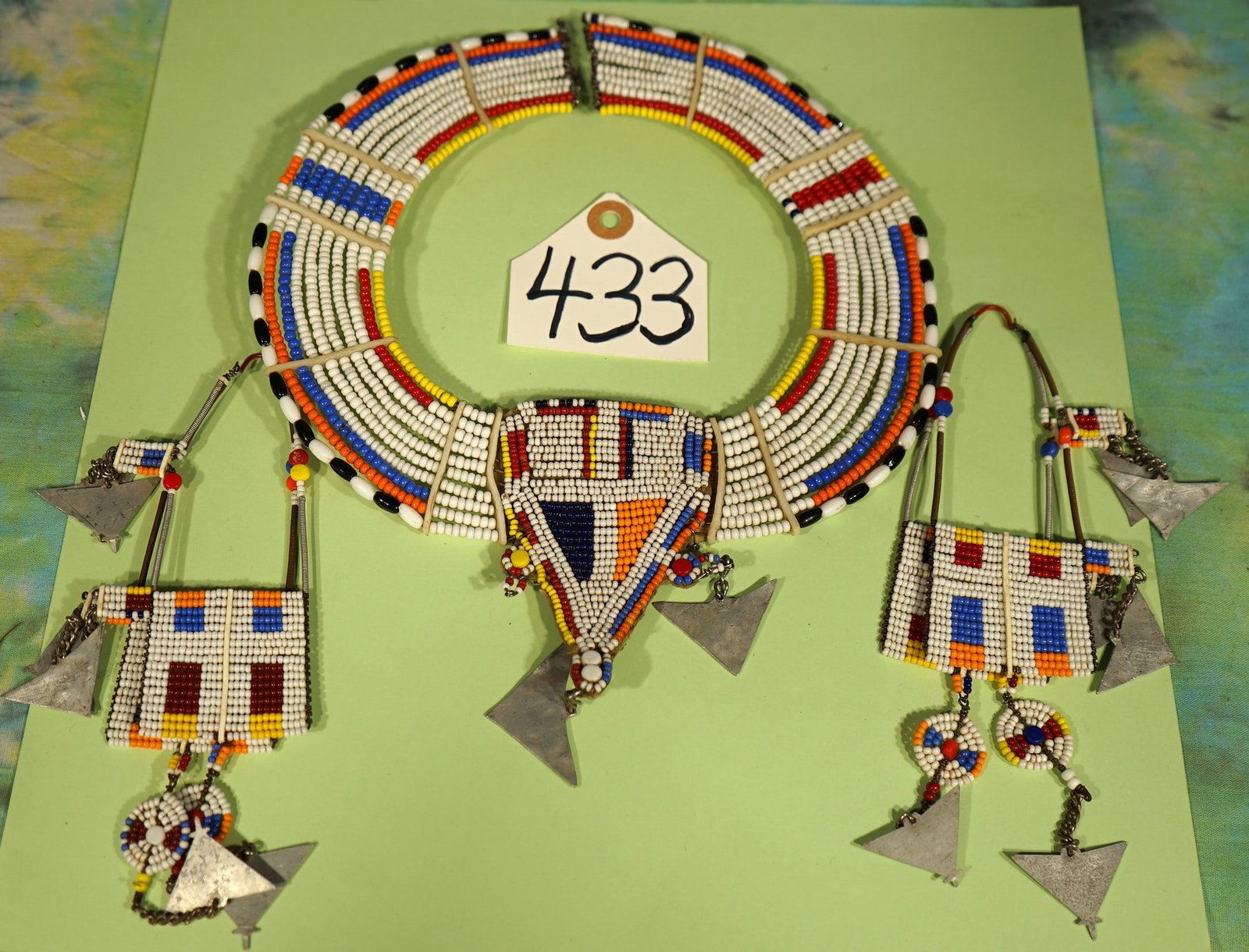 Authentic Handmade East African Masai Woman's Necklace & Earrings (1 of 3)