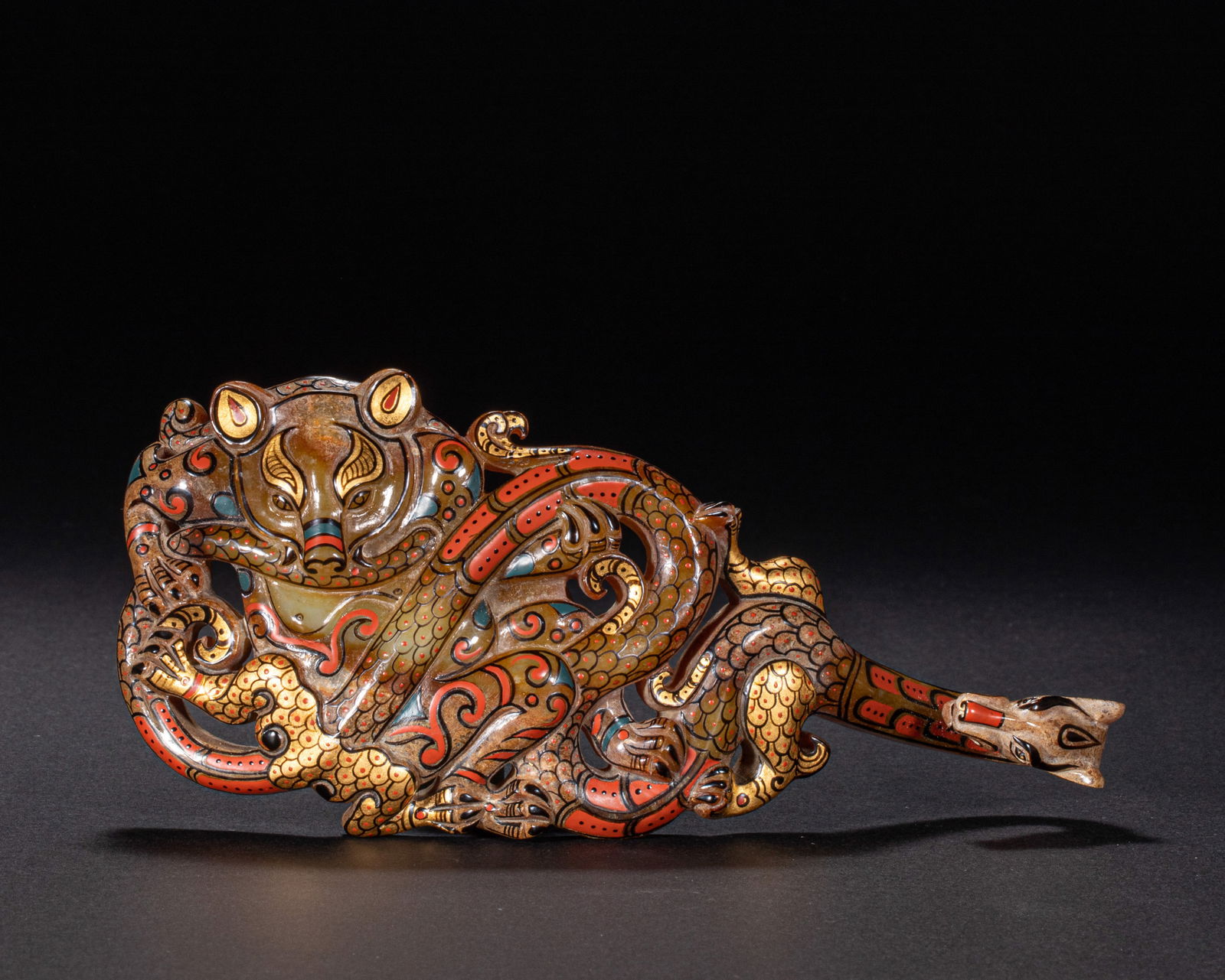 Before the Ming Dynasty, Hetian jade painted gold with hooks (1 of 13)