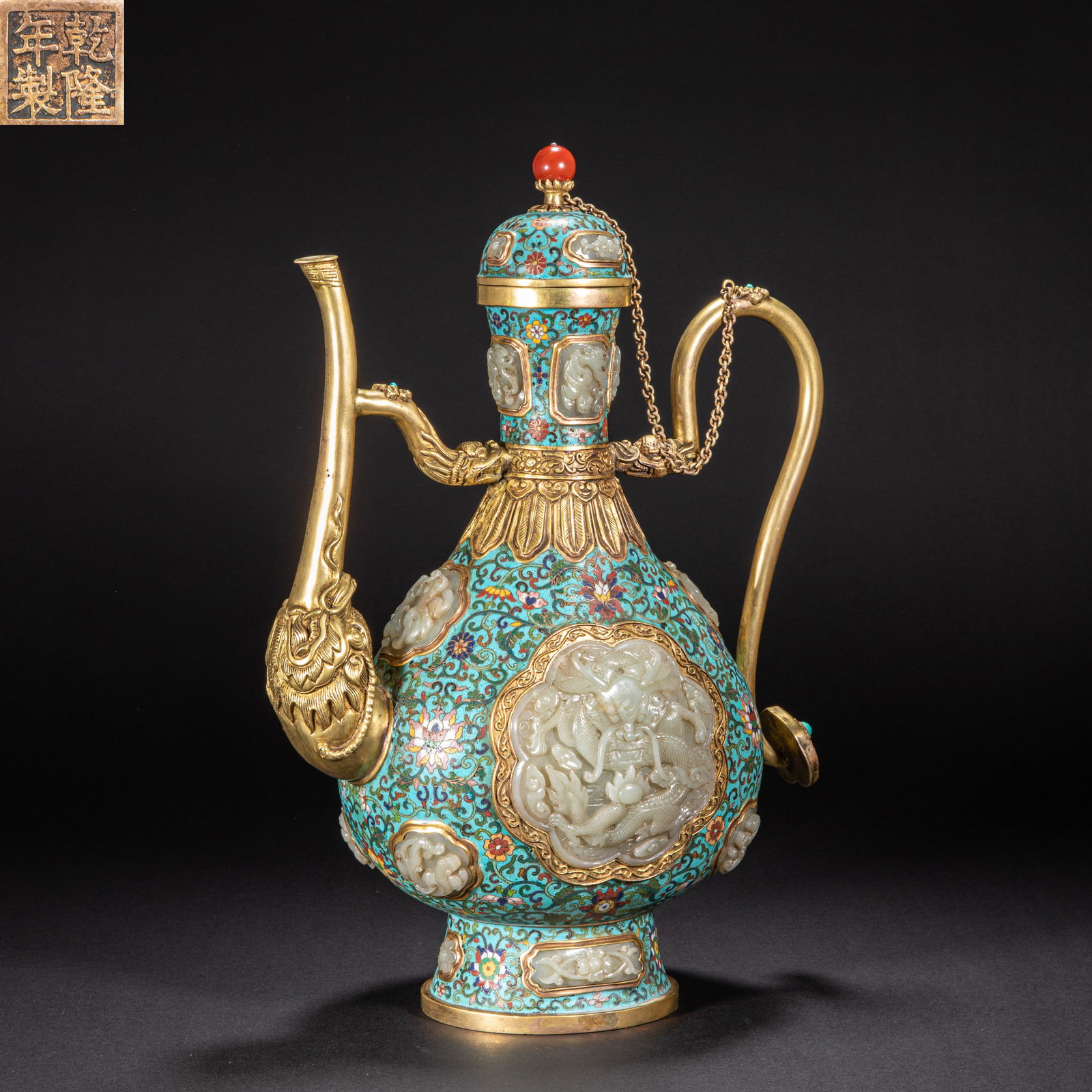 Qing Dynasty cloisonne vase inlaid with Hetian jade (1 of 11)