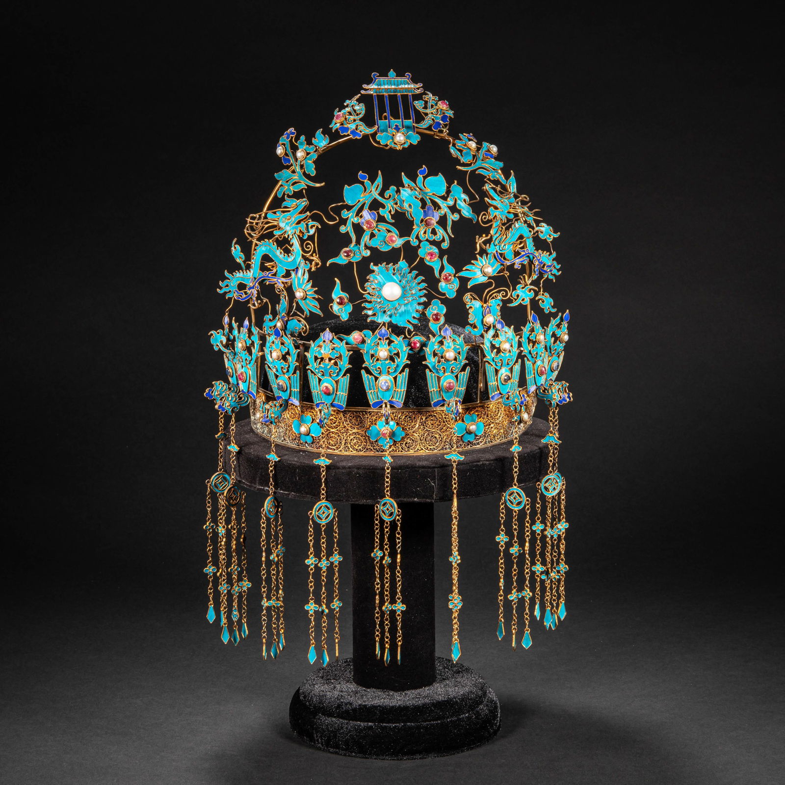 Qing Dynasty pure gold point Tsui hat crown (1 of 13)