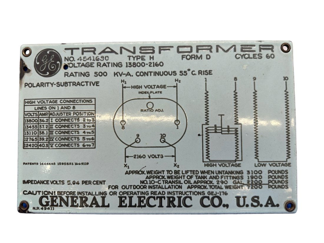 Vintage General Electric Porcelain Transformer Sign (1 of 2)