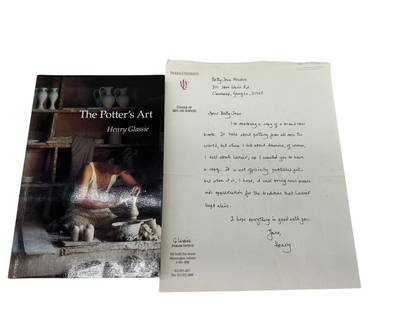 The Potters Art To Betty Jean Meaders About Lanier With Letter: The Potters Art. Indiana University College Of Arts And Sciences. Book contains info about Lanier Meaders and his craft. Letter included. Book is from the home of the late Lanier Meaders.