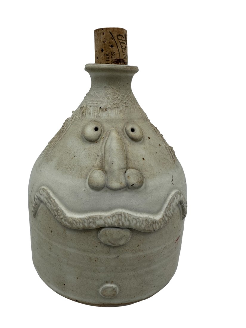 Crazy Face Jug With Cork 1988 Unknown Signature (1 of 3)
