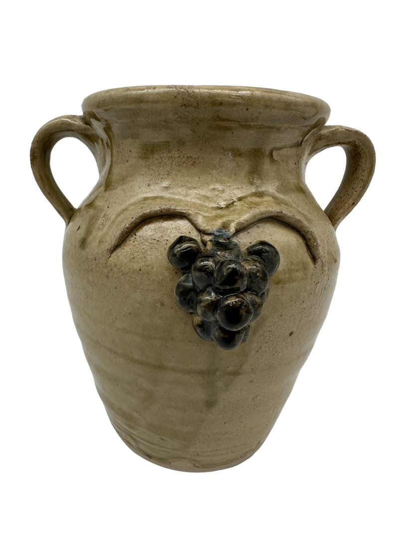 Grape Decorated 2 Handled Pottery Vase (1 of 3)