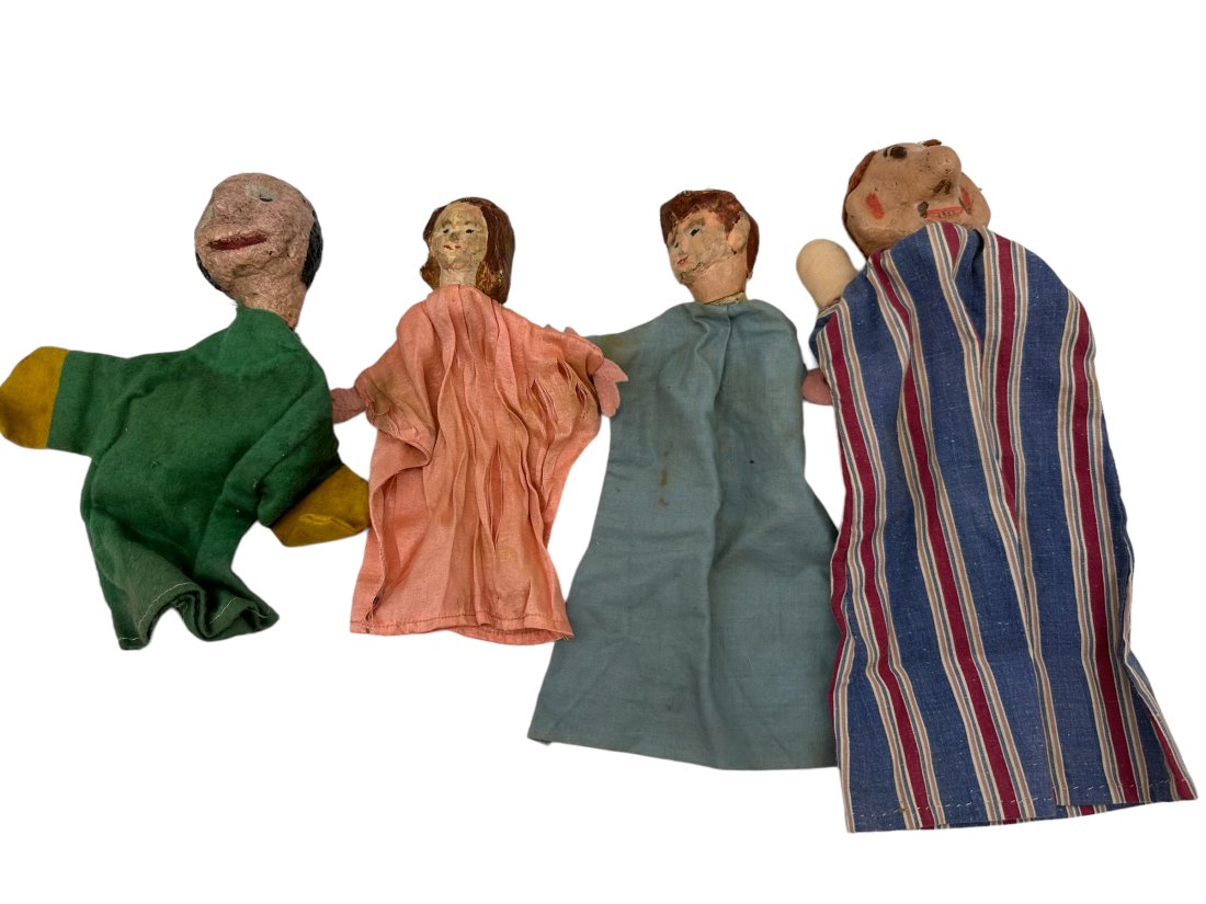 Lot of 4 Handmade Folk Art Paper Mache Head Puppets (1 of 4)