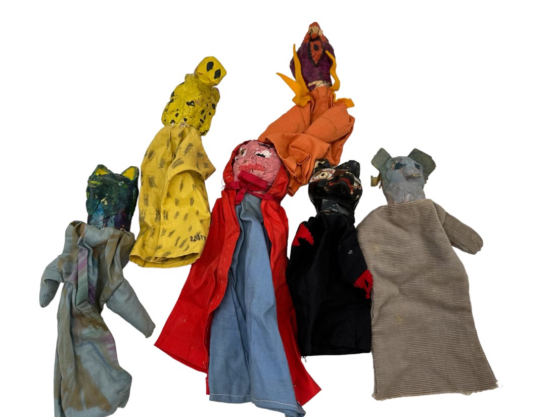 Lot of 6 Handmade Folk Art Paper Mache Head Puppets (1 of 5)