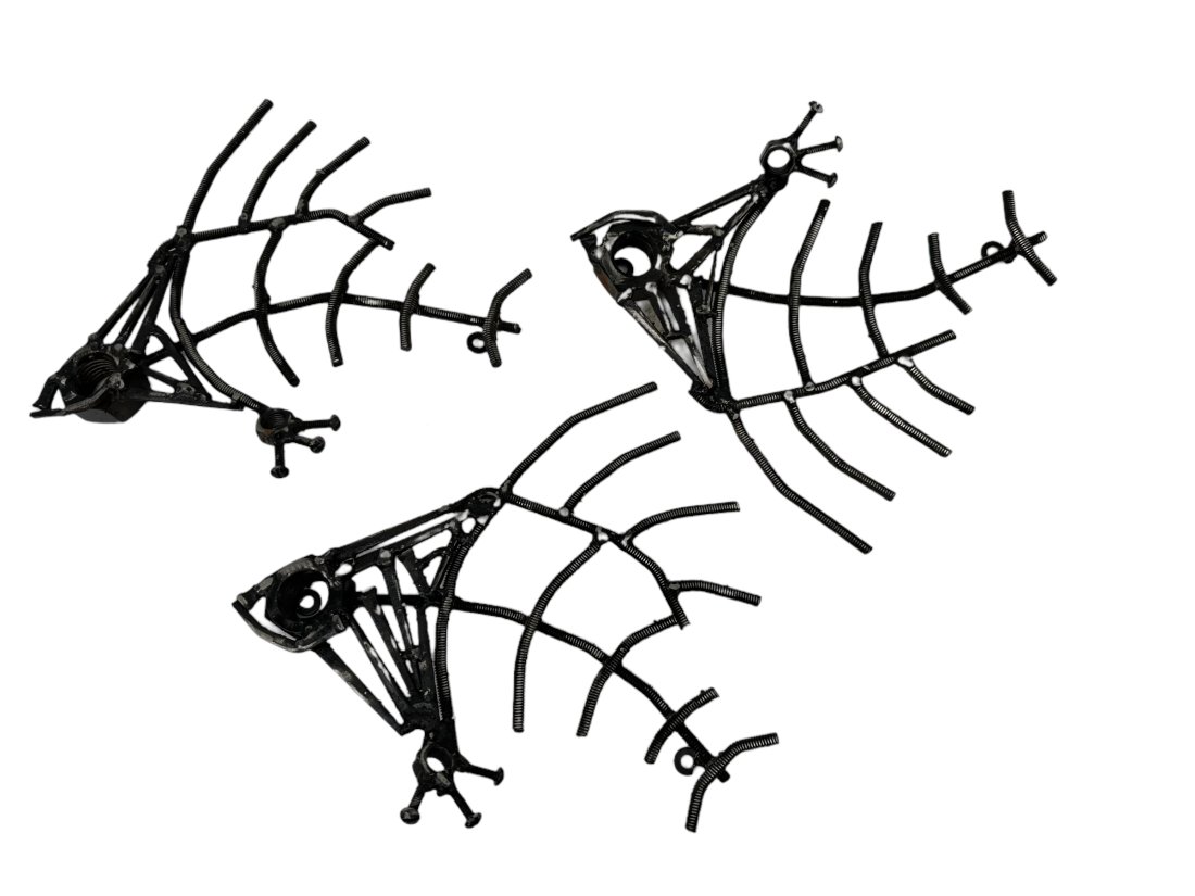 Lot of 3 Livingston Oden Folk Art Metal Sculpture Fish (1 of 3)