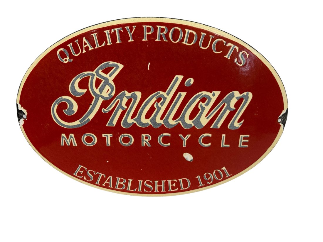 Indian Motorcycle Embossed Porcelain Sign (1 of 6)