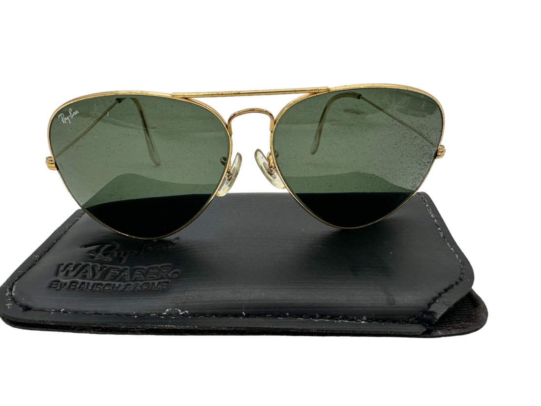 Vintage Gold Trim Ray Ban Aviator Sunglasses with Case (1 of 4)