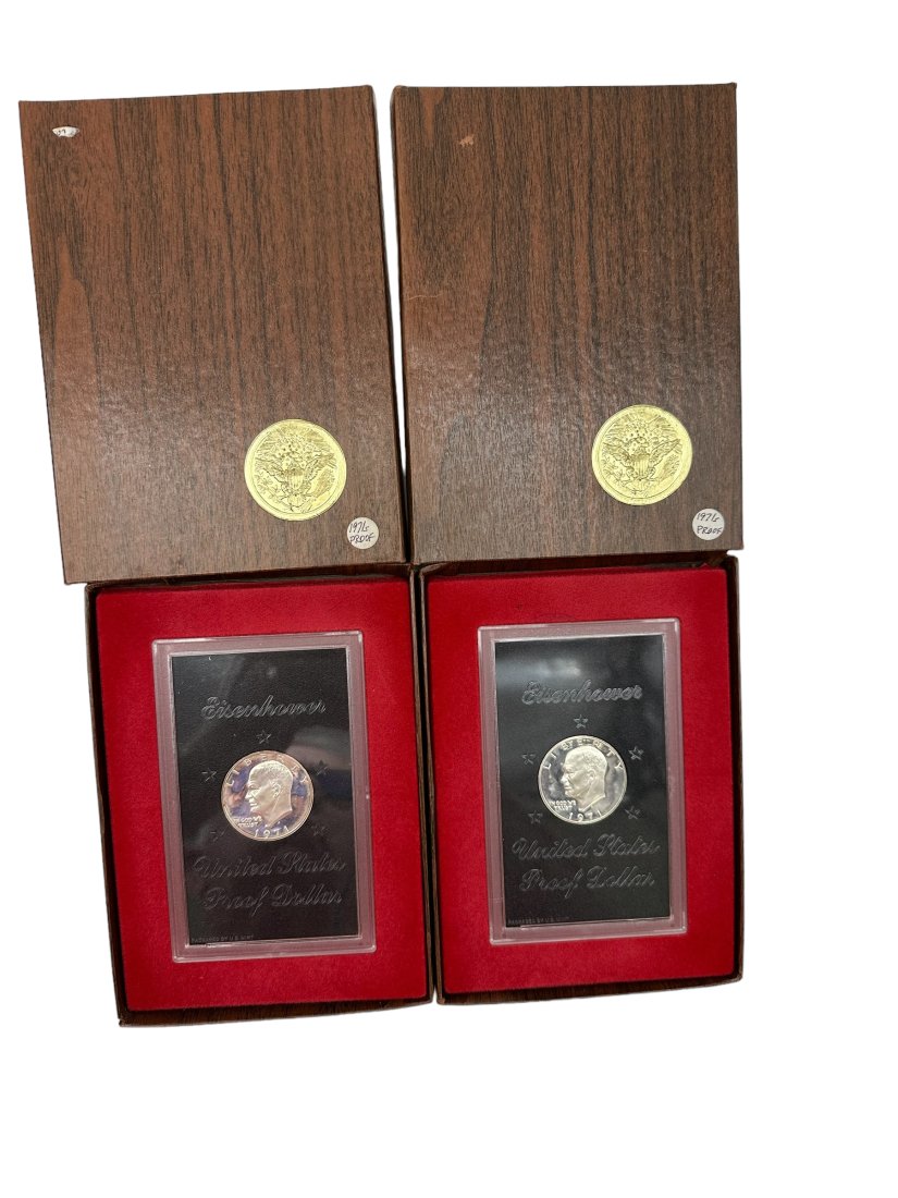 Lot of 2 Eisenhower Proof Dollar In Case & Box (1 of 2)