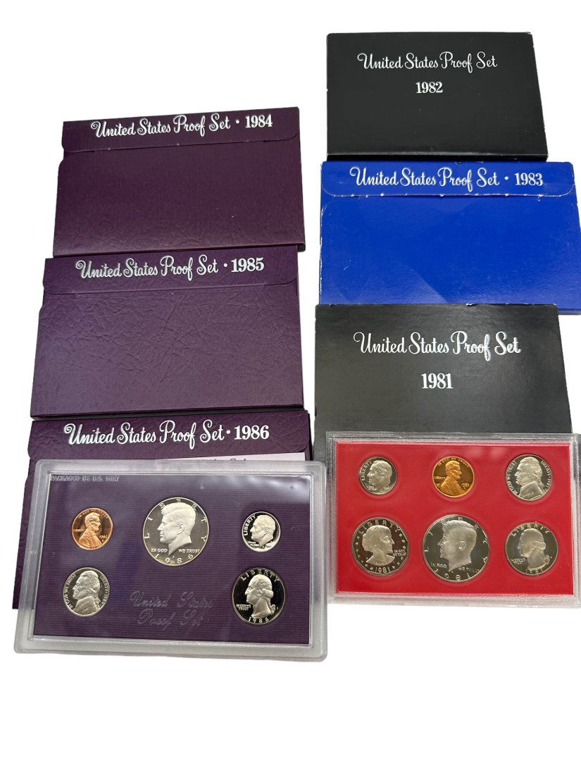 Lot of 6 U.S. Proof Coin Sets 1981-1986 (1 of 1)
