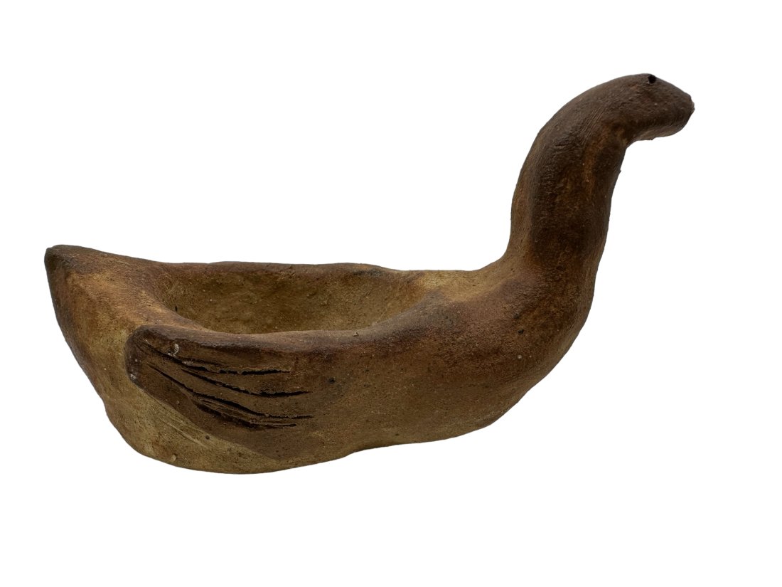 Unglazed Small Planter Marked MO / OW ? (1 of 4)