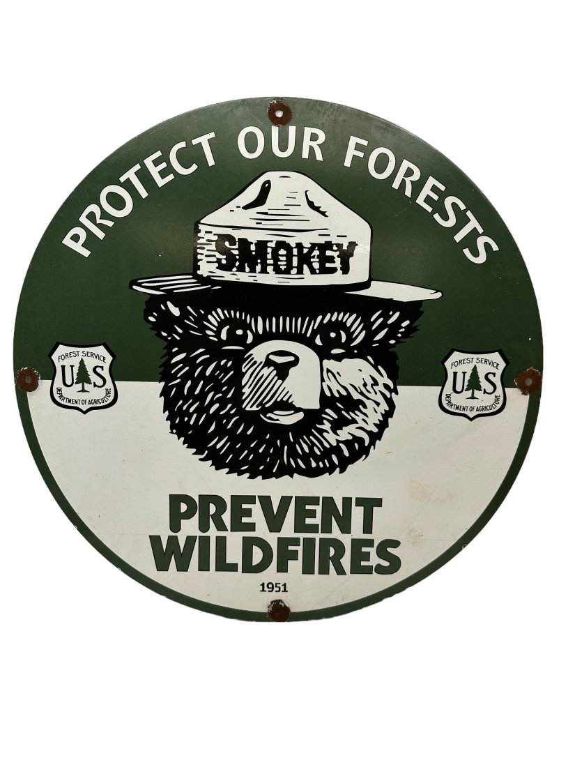 Large Smokey The Bear Single Sided Porcelain Sign (1 of 7)