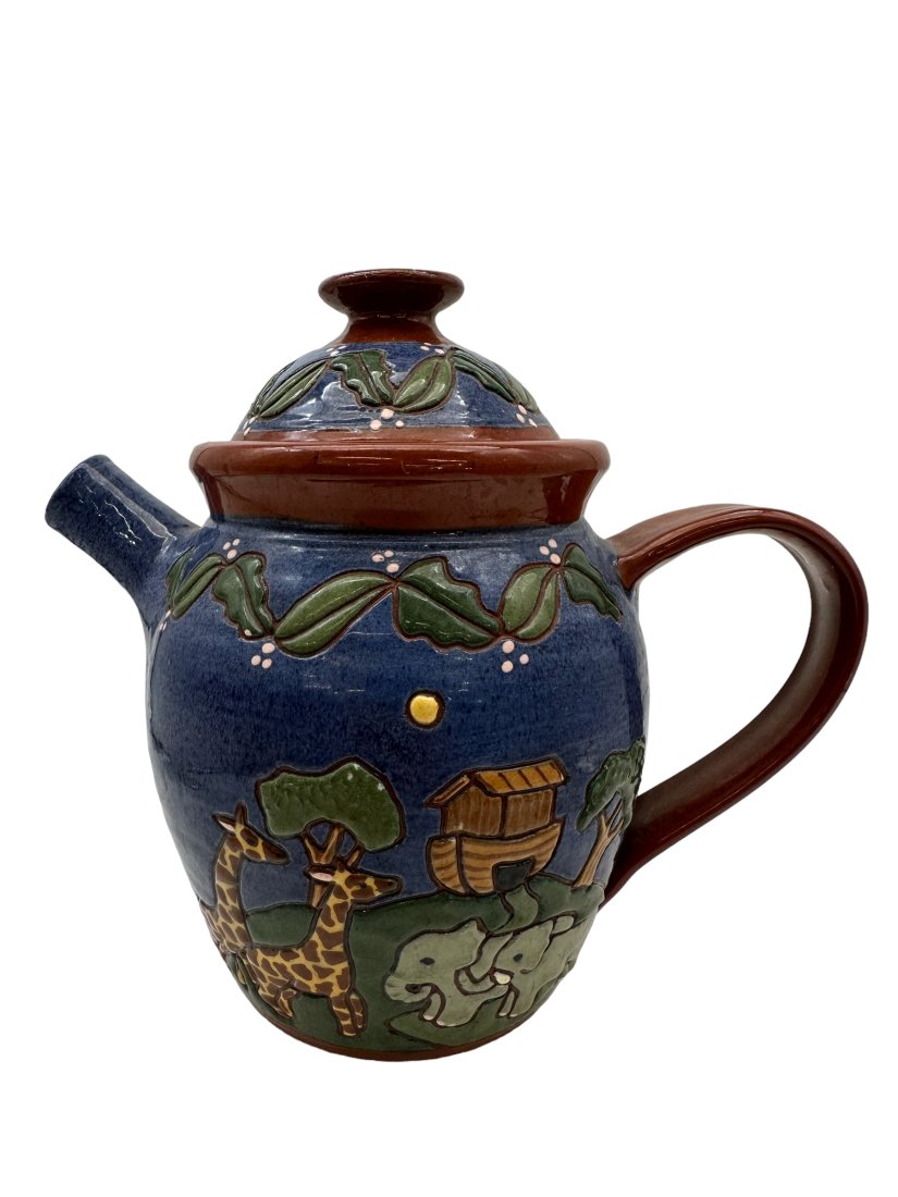 Noahs Ark Earthen Ware Pottery Pitcher With Lid (1 of 6)