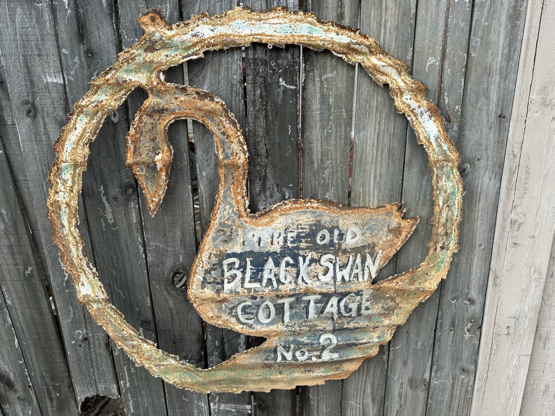 The Old Black Swan Cottage No 2 Antique Metal Trade Sign (1 of 6)