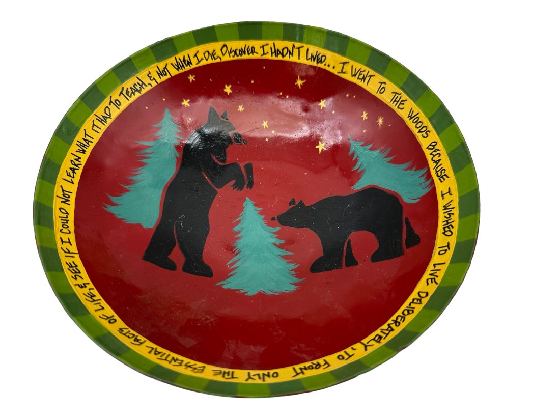 Don Holloway Whimsey Studio Folk Art Hand Painted Metal Bowl (1 of 3)