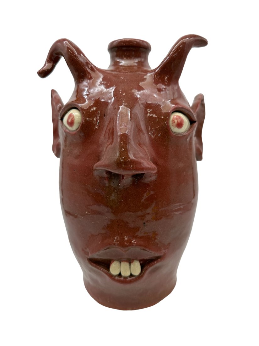 2003 David Meaders Devil Horned Face Jug #1 (1 of 4)