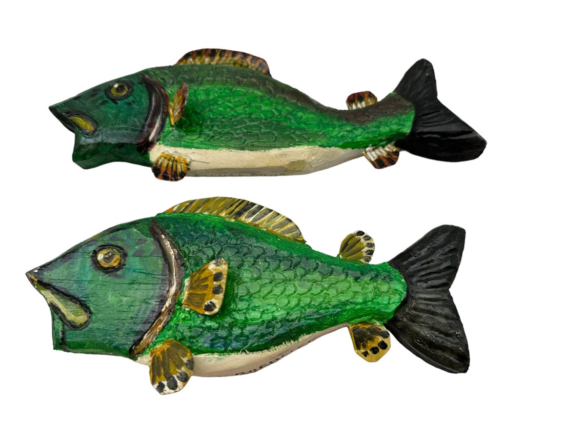 Pair Richard Roebuck Wood Painted Fish (1 of 3)