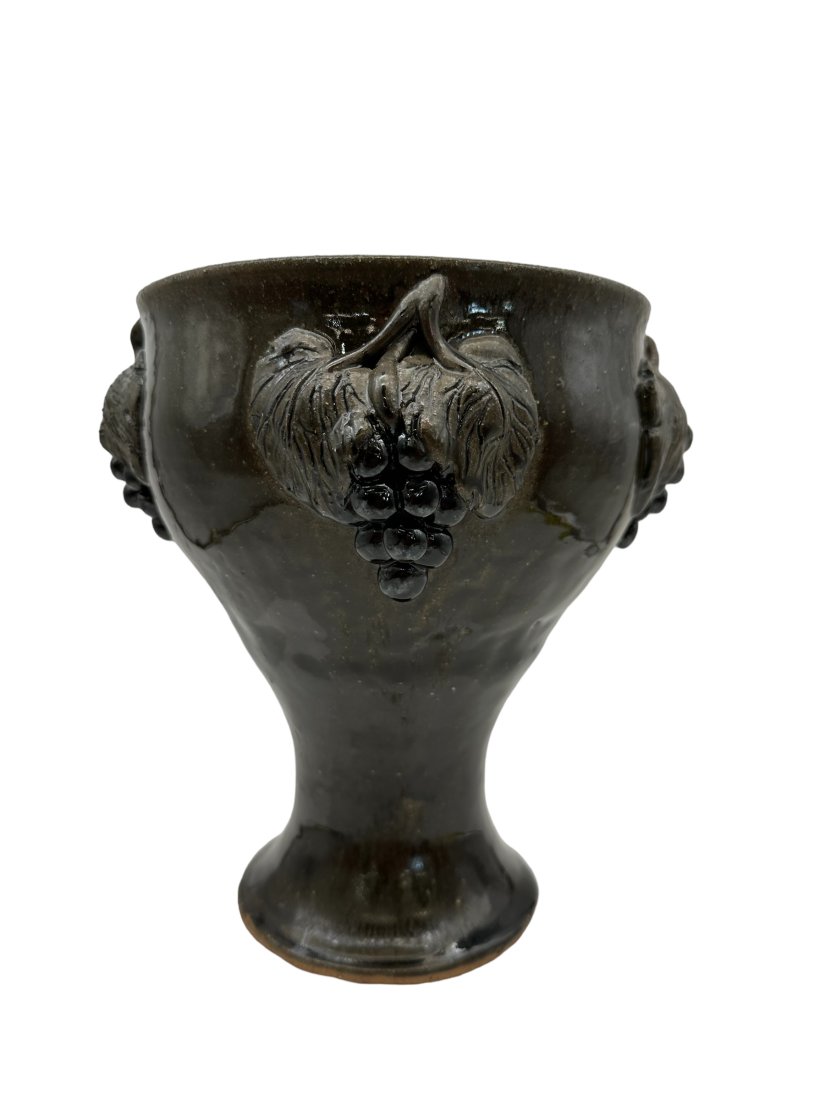 Anita Meaders #9 Folk Pottery Grape Decorated Vase (1 of 5)