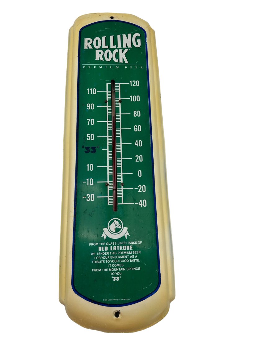 Rolling Rock Beer Metal Thermometer 1988 (1 of 2)