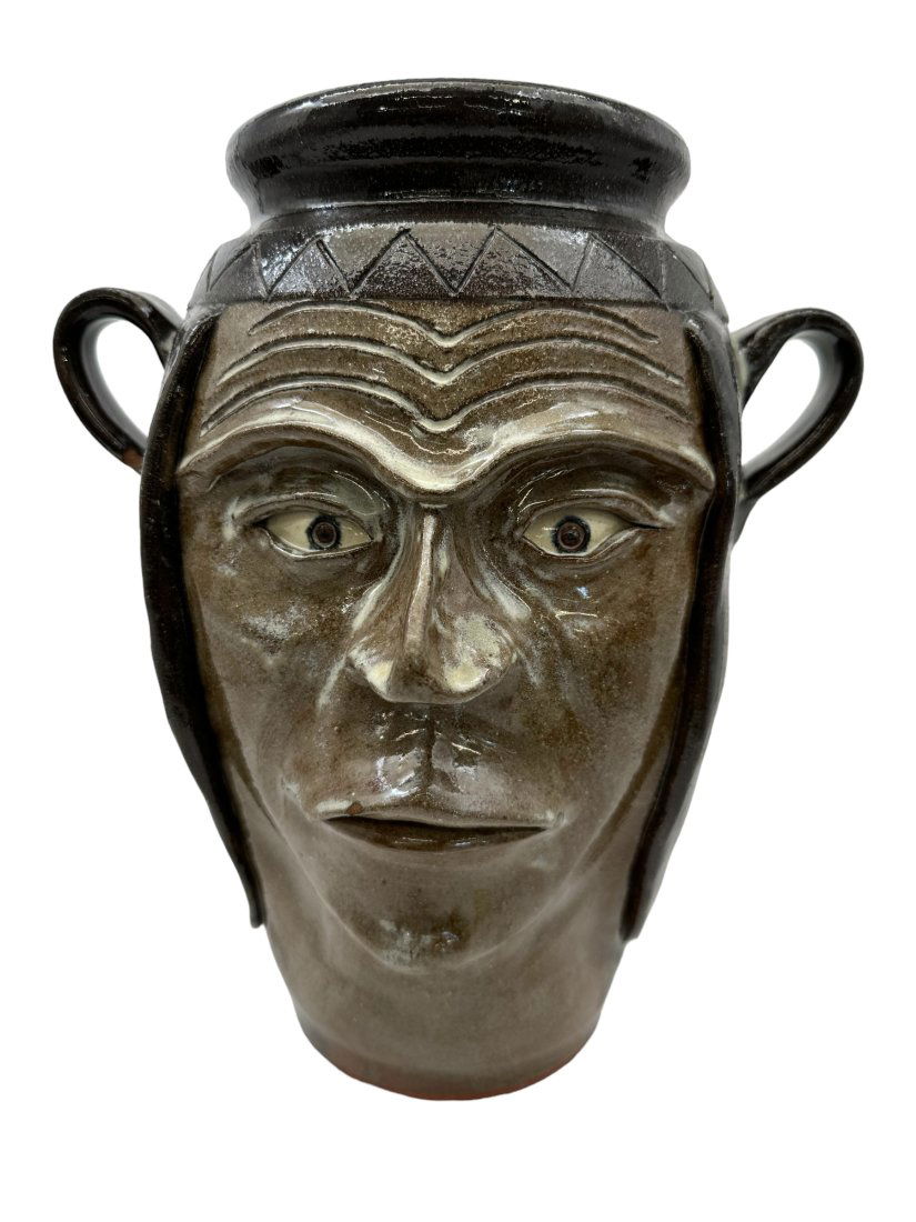 Steve Turpin Folk Pottery Indian Face Jug 1993 (1 of 7)